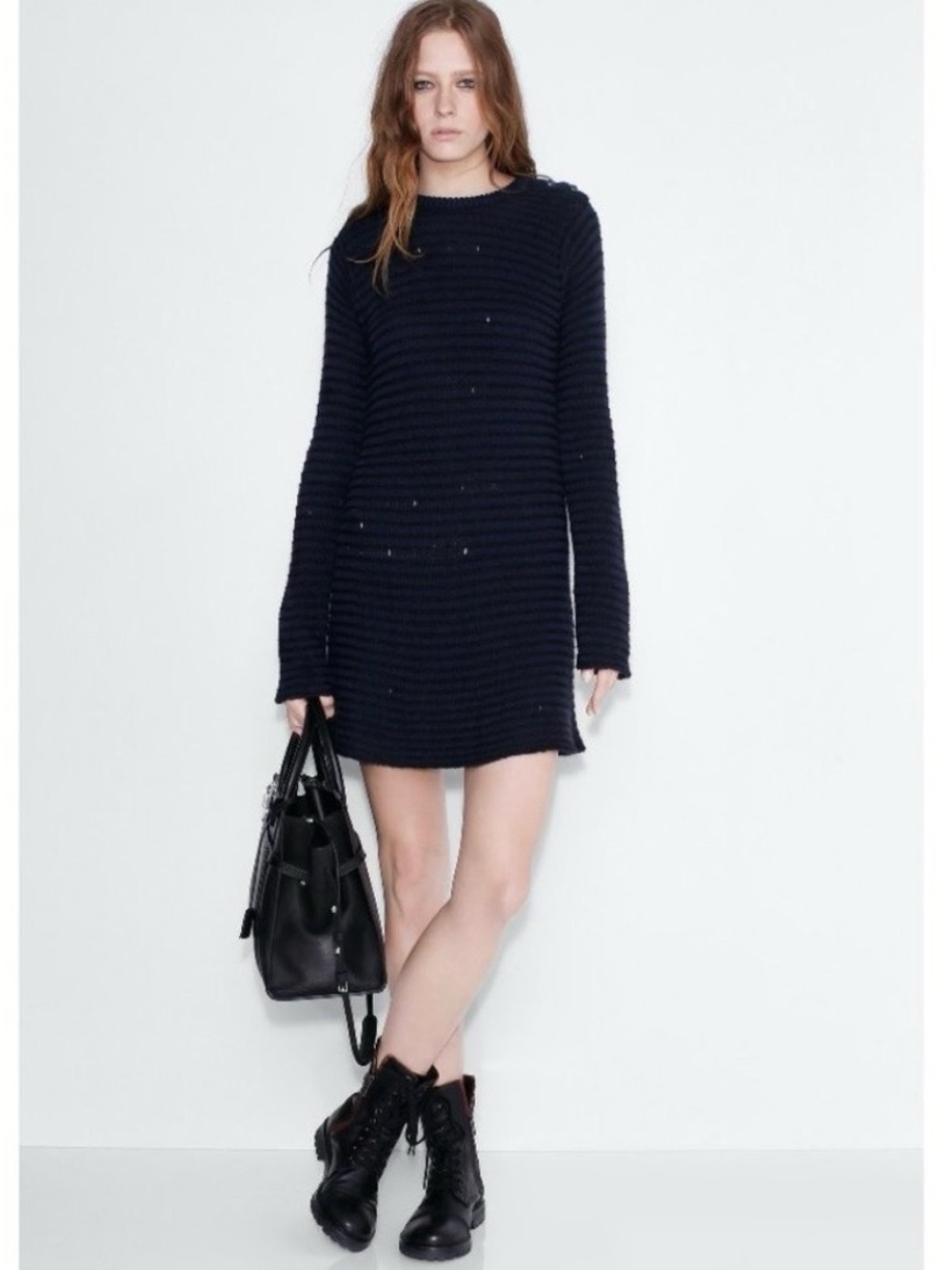ZADIG & VOLTAIRE Merino Wool Distressed Striped Jada Dress Size XS